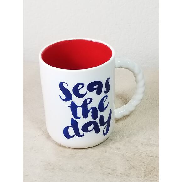 Hallmark Coffee Mug Tea Cup 4 1/2" Seas The Day 12oz White Red Vintage - Picture 7 of 14